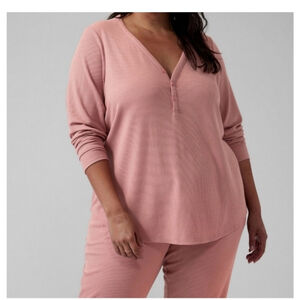 Athleta Sleep Top XL Pink Long Sleeve